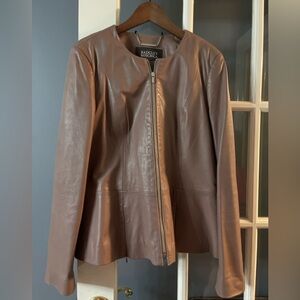 Badgley Mischka Peplum Leather Jacket, Size M.
